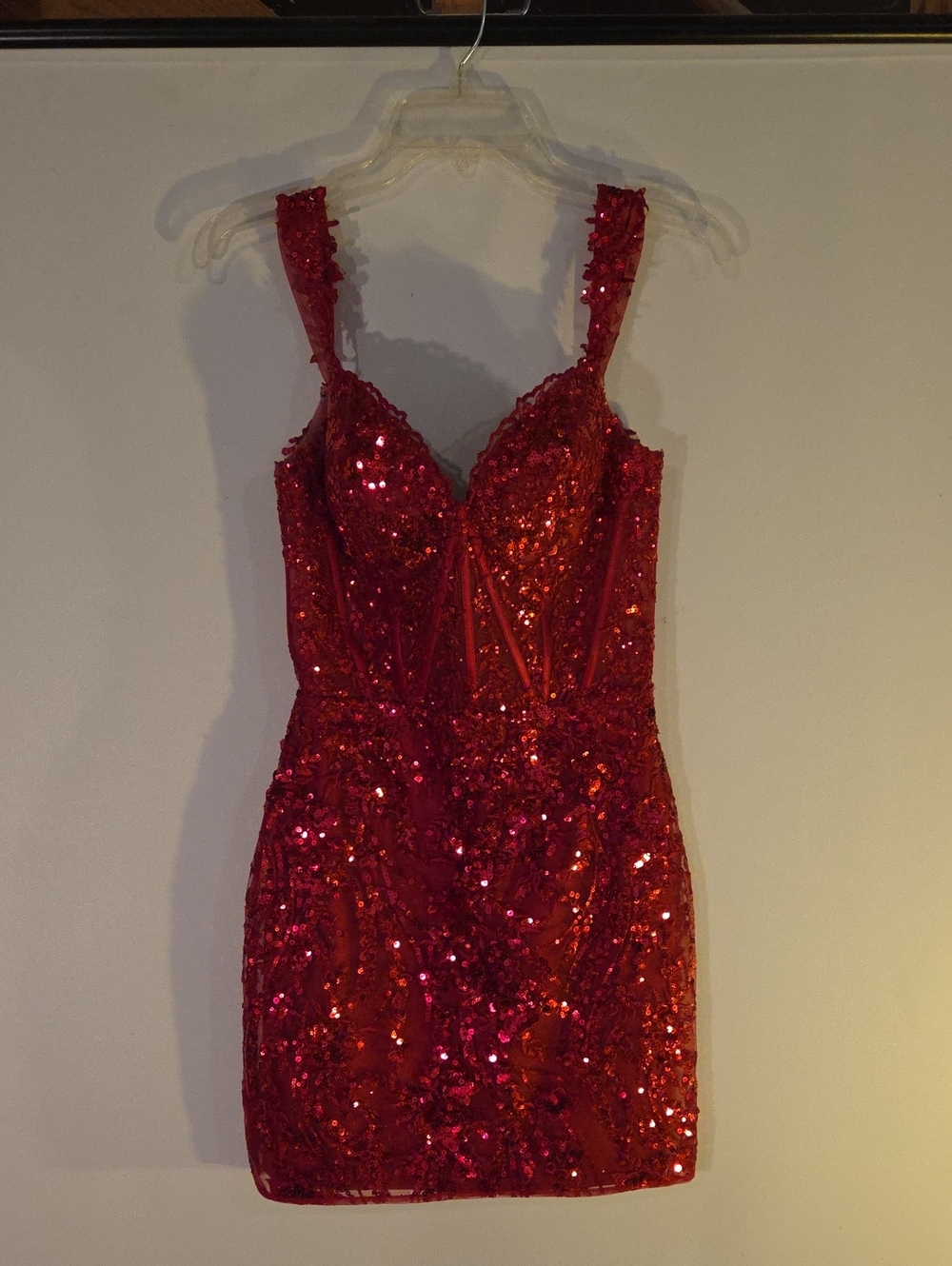 Sherri Hill Red Sequin Bodycon Mini Dress